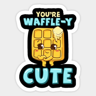 Funny You're Waffle-y Cute Waffle Breakfast Pun Sticker